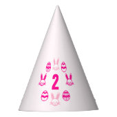 ピンクの復活祭2回目の誕生日 パーティーハット (正面)