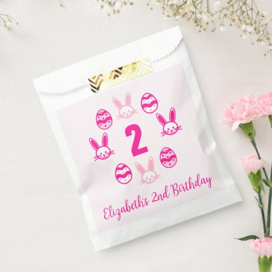ピンクの復活祭2回目の誕生日 フェイバーバッグ (封をした状態)
