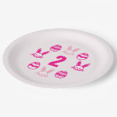 ピンクの復活祭2回目の誕生日 ペーパープレート (アングル)