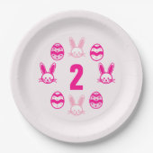 ピンクの復活祭2回目の誕生日 ペーパープレート (正面)
