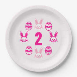 ピンクの復活祭2回目の誕生日 ペーパープレート