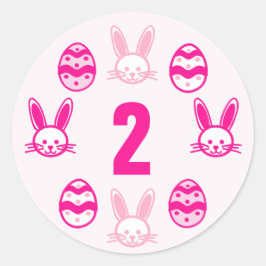 ピンクの復活祭2回目の誕生日 ラウンドシール