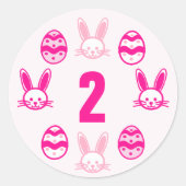 ピンクの復活祭2回目の誕生日 ラウンドシール (正面)