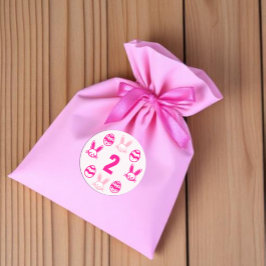 ピンクの復活祭2回目の誕生日 ラウンドシール