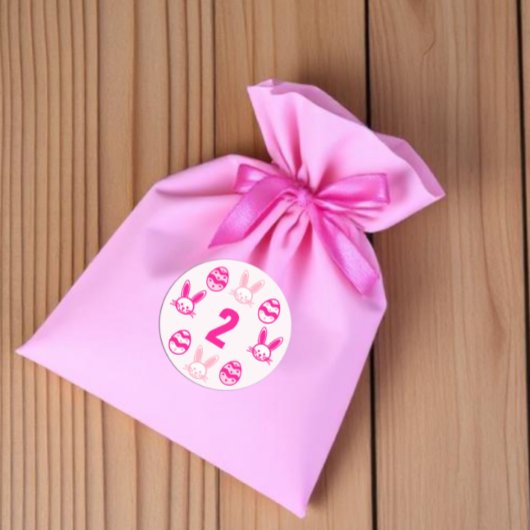 ピンクの復活祭2回目の誕生日 ラウンドシール