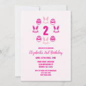 ピンクの復活祭2回目の誕生日 招待状 (正面)