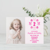 ピンクの復活祭2回目の誕生日 招待状 (スタンド正面)