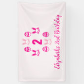 ピンクの復活祭2回目の誕生日 横断幕 (縦)