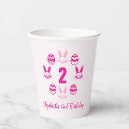ピンクの復活祭2回目の誕生日 紙コップ