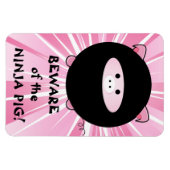 ピンクの忍者豚に注意 マグネット (横)