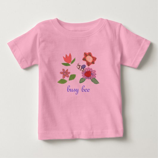 ピンクの忙しい蜂のシャツ ベビーTシャツ (正面)