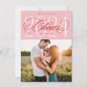 ピンクの応援から2024クリスマスホリデーフォトカード シーズンカード (正面)