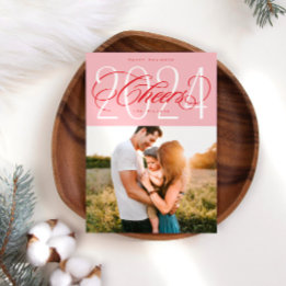 ピンクの応援から2024クリスマスホリデーフォトカード シーズンカード