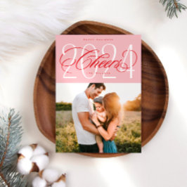 ピンクの応援から2024クリスマスホリデーフォトカード シーズンカード