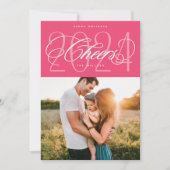 ピンクの応援から2024クリスマスホリデーフォトカード シーズンカード (正面)