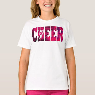 ピンクの応援のハートのワイシャツ Tシャツ