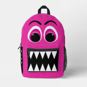 ピンクの怪獣かわいい漫画パーソナライズされた プリントバックパック (正面)