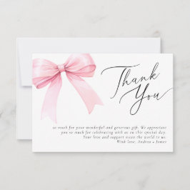 ピンクの恋の弓のウェディングシャワー サンキューカード