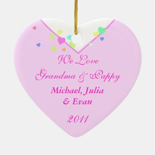 ピンクの恋人の写真 セラミックオーナメント (裏面)