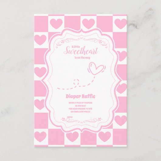 ピンクの恋人バレンタインデーおむつラッフル エンクロージャーカード (正面)