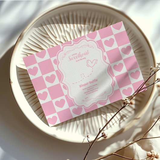 ピンクの恋人バレンタインデーおむつラッフル エンクロージャーカード