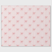 ピンクの恋人ボウ & ストライプ ラッピングペーパー (フラット)