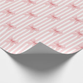 ピンクの恋人ボウ & ストライプ ラッピングペーパー (角)