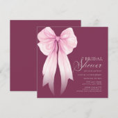 ピンクの恋人ボウ ブライダルシャワー 招待状 (正面/裏面)