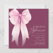ピンクの恋人ボウ ブライダルシャワー 招待状 (正面)