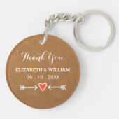 ピンクの恋人及び矢の白は感謝していしています キーホルダー (裏面)