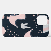 ピンクの恐竜が暗い日の上に置かれた、かわいいシームレスな模様 Case-Mate iPhoneケース (裏面 (横))