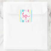 ピンクの恐竜とストライプ スクエアシール (バッグ)