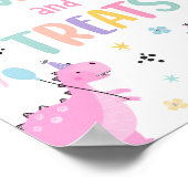 ピンクの恐竜のスイーツとお菓子の誕生日パーティー ポスター (角)