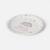 ピンクの恐竜のトゥインクルスターベビーシャワーガールパーティー ペーパープレート (アングル)