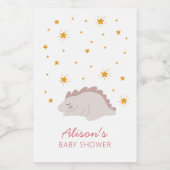 ピンクの恐竜のトゥインクルスターベビーシャワーガールミニ ワインラベル (シングルラベル)