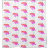 ピンクの恐竜のトリケラ絵を描トプス シャワーカーテン (正面)
