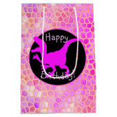 ピンクの恐竜のハッピーバースデー! ミディアムペーパーバッグ (裏面)