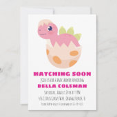 ピンクの恐竜のベイビーシャワーの招待状 招待状 (正面)