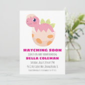 ピンクの恐竜のベイビーシャワーの招待状 招待状 (スタンド正面)