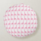 ピンクの恐竜の円形の枕 ラウンドクッション (裏面)