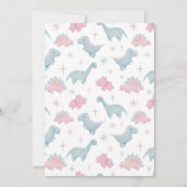 ピンクの恐竜の女の子の赤ちゃんシャワー サンキューカード (裏面)