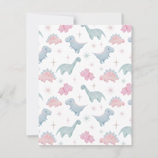 ピンクの恐竜の子供用メモカード ノートカード (裏面)