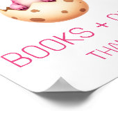 ピンクの恐竜の本とギフト赤ちゃんシャワーのサイン ポスター (角)