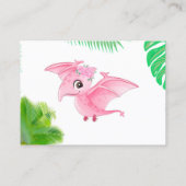 ピンクの恐竜の熱帯葉の女の子の本ベビー 名刺 (裏面)