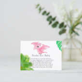 ピンクの恐竜の熱帯葉の女の子の本ベビー 名刺 (スタンド正面)