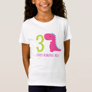 ピンクの恐竜の誕生日のワイシャツの女の子の恐竜 Tシャツ