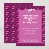 ピンクの恐竜の誕生日の招待状 招待状 (正面/裏面)