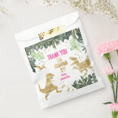 ピンクの恐竜の誕生日パーティー フェイバーバッグ (封をした状態)