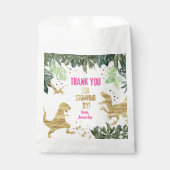 ピンクの恐竜の誕生日パーティー フェイバーバッグ (正面)