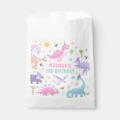 ピンクの恐竜の誕生日パーティー フェイバーバッグ (正面)